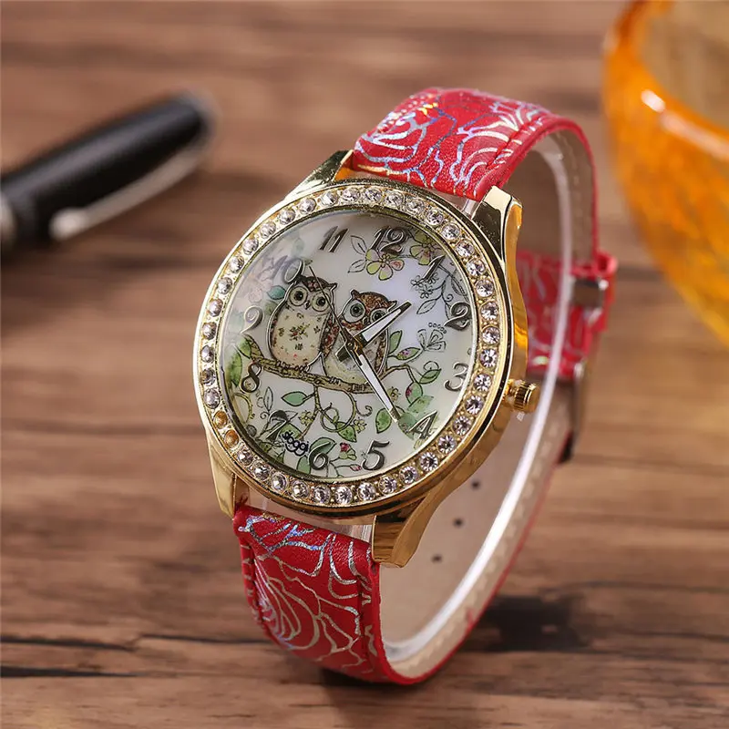 Роскошные женские часы Montre Femme, лучший бренд, мужские и женские универсальные парные модели с рисунком совы, кварцевые часы с бриллиантами, Reloj* A