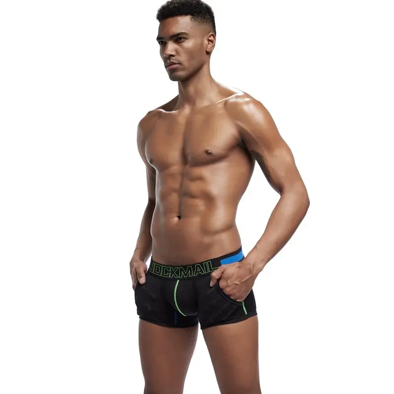 JOCKMAIL Брендовые мужские трусы-шорты из хлопка, сексуальное мужское нижнее белье, мужские трусы, легкие мужские трусы, шорты, сетчатые дышащие u-образные выпуклые сумки