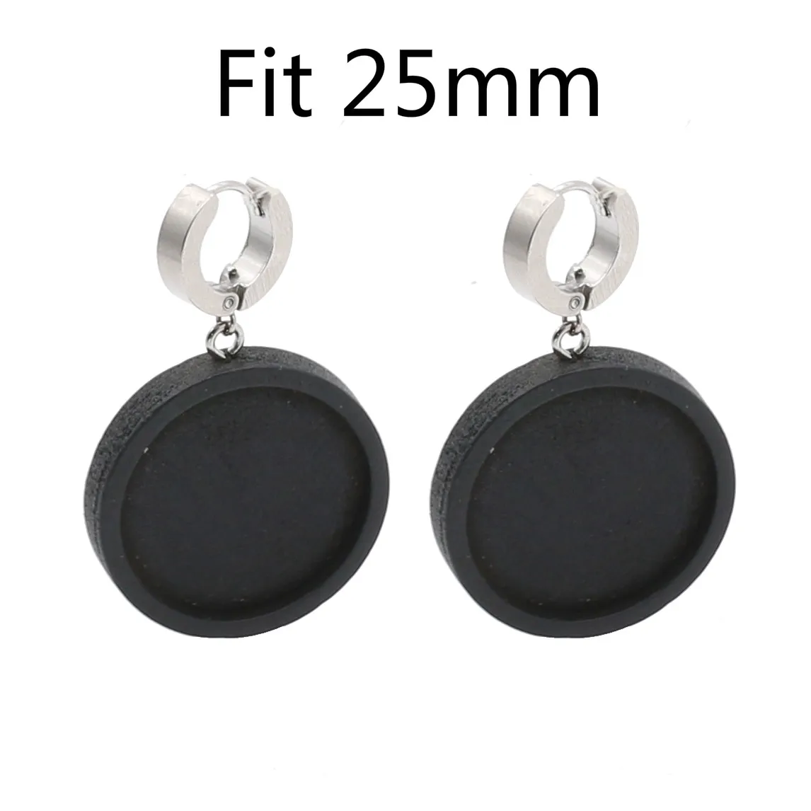 fit 25mm black color Aiovlo 1 пара подходит 12 мм 25 мм деревянная основа для кабошона для серег пустые крючки из нержавеющей стали Diy аксессуары для изготовления сережек - Цвет: fit 25mm black color