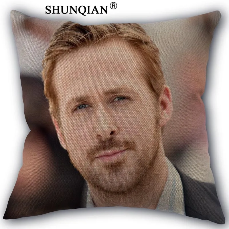 Льняная наволочка с принтом Райан Гослинг 45x45 см|custom pillowcase|linen pillow coverpillow case |