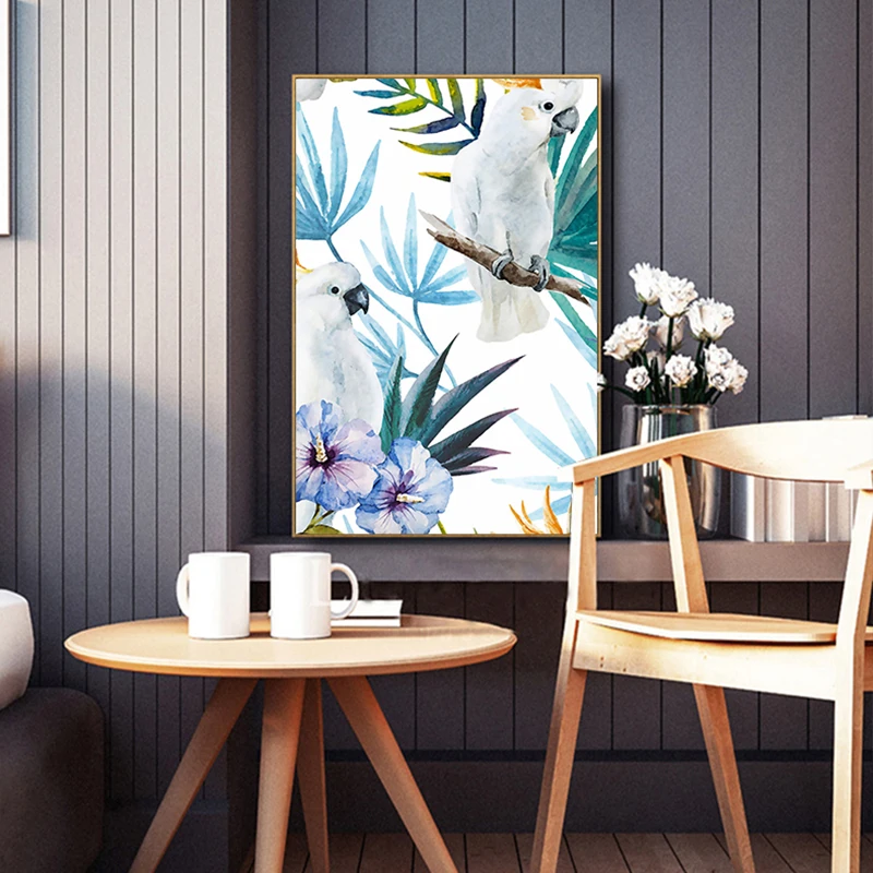 Nordic Plant Heaven Bird Canvas Painting Purple Flower Posters Prints for Living Room Romantic Wall Art Picture Affiche Salon | Дом и сад