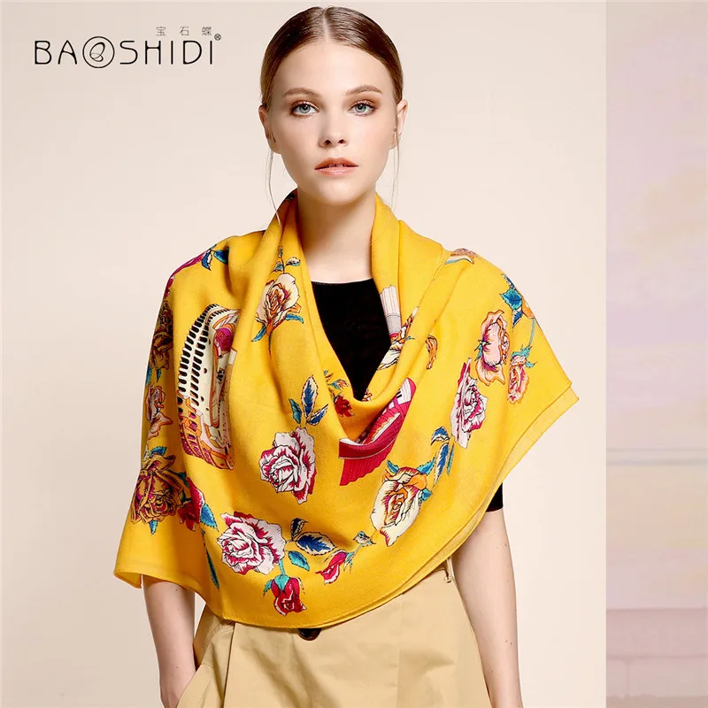 [BAOSHIDI] 100% шерсть роскошный брендовый зимний шарф элегантные женские шарфы шаль