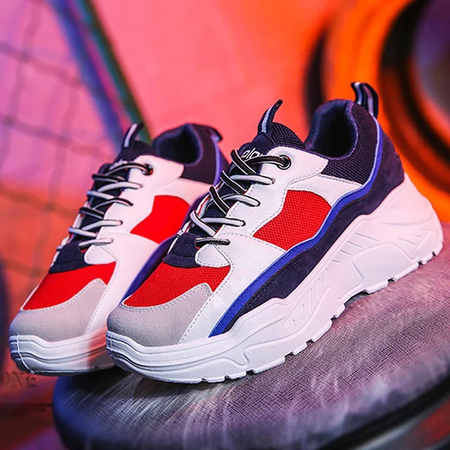 Blue Новинка года; модные теннисные кроссовки на платформе; tenis feminino Dad; обувь из дышащего сетчатого материала; женская повседневная обувь; женские кроссовки; большой размер 43 - Цвет: Blue