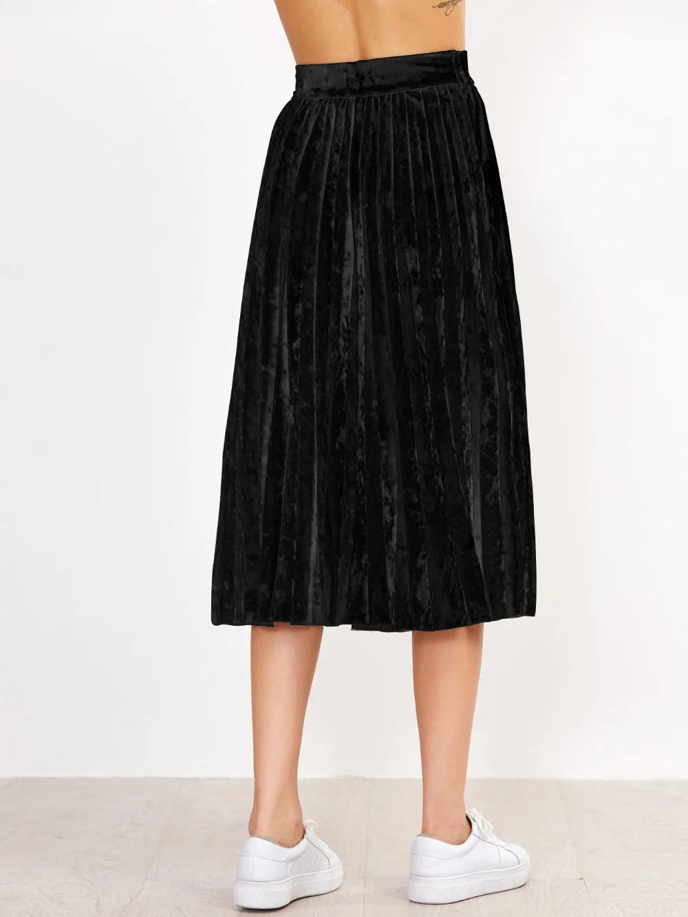 2016 шикарная винтажная Женская плиссированная бархатная юбка с высокой талией