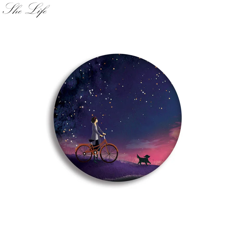 11 Romantic Round Shape Starry Night Sky Badge Backpack Clothing Hat Bag Fashion Accessory - Цвет: 11