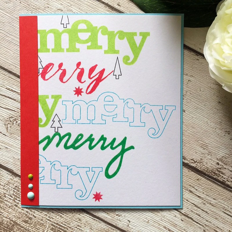 Слово Merry прозрачный силиконовый штамп/печать для DIY скрапбукинга фото