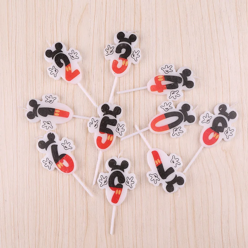 1 PCS С Днем Рождения мультяшная свеча Микки и Минни Маус Мышь Юбилей номера От 0 до 9 лет плавающие свечи для украшения для детской вечеринки "сделай сам"