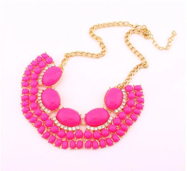 2014 New Fashion link Chain Choker Vintage Rhinestone Bib Statement Necklaces &amp Pendants Women Jewelry X151 | Украшения и