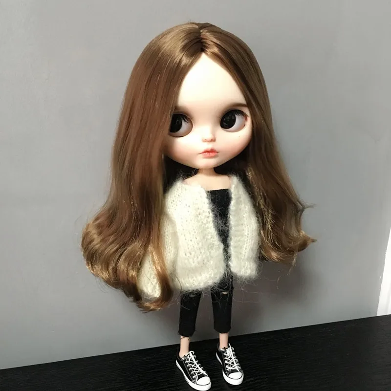 

B241-1 Blyth Doll bjd clothes 30cm 1/6 dolls Azone Accessories handmade white Cardigan Color sweater 1pcs