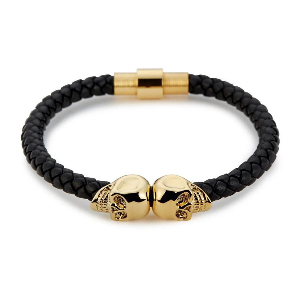 Мужской серый плетеный браслет Northskull из натуральной кожи мужской с подвесками