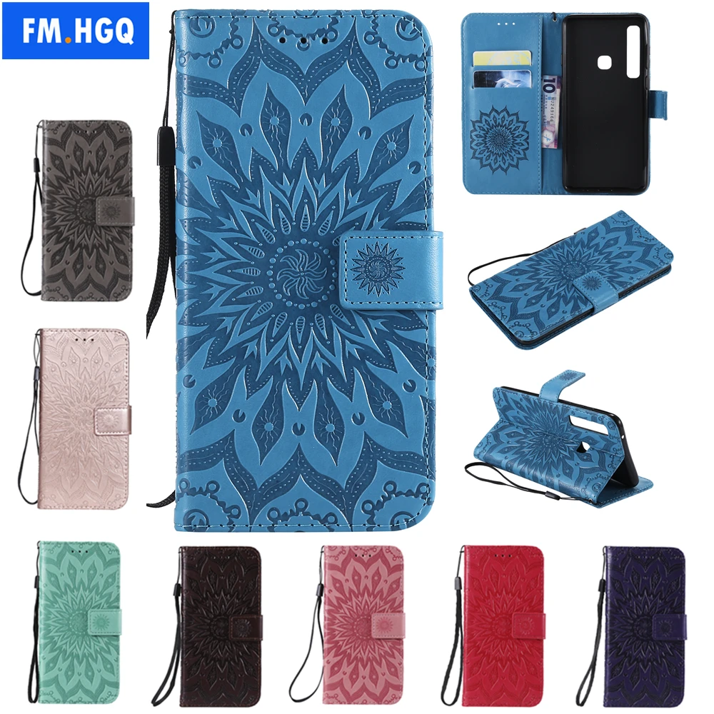 FM.HGQ For Samsung Galaxy a7 2018 Cases A7 Phone Case A9 PU Leather Flip Cover 3D Sunflower | Мобильные телефоны и