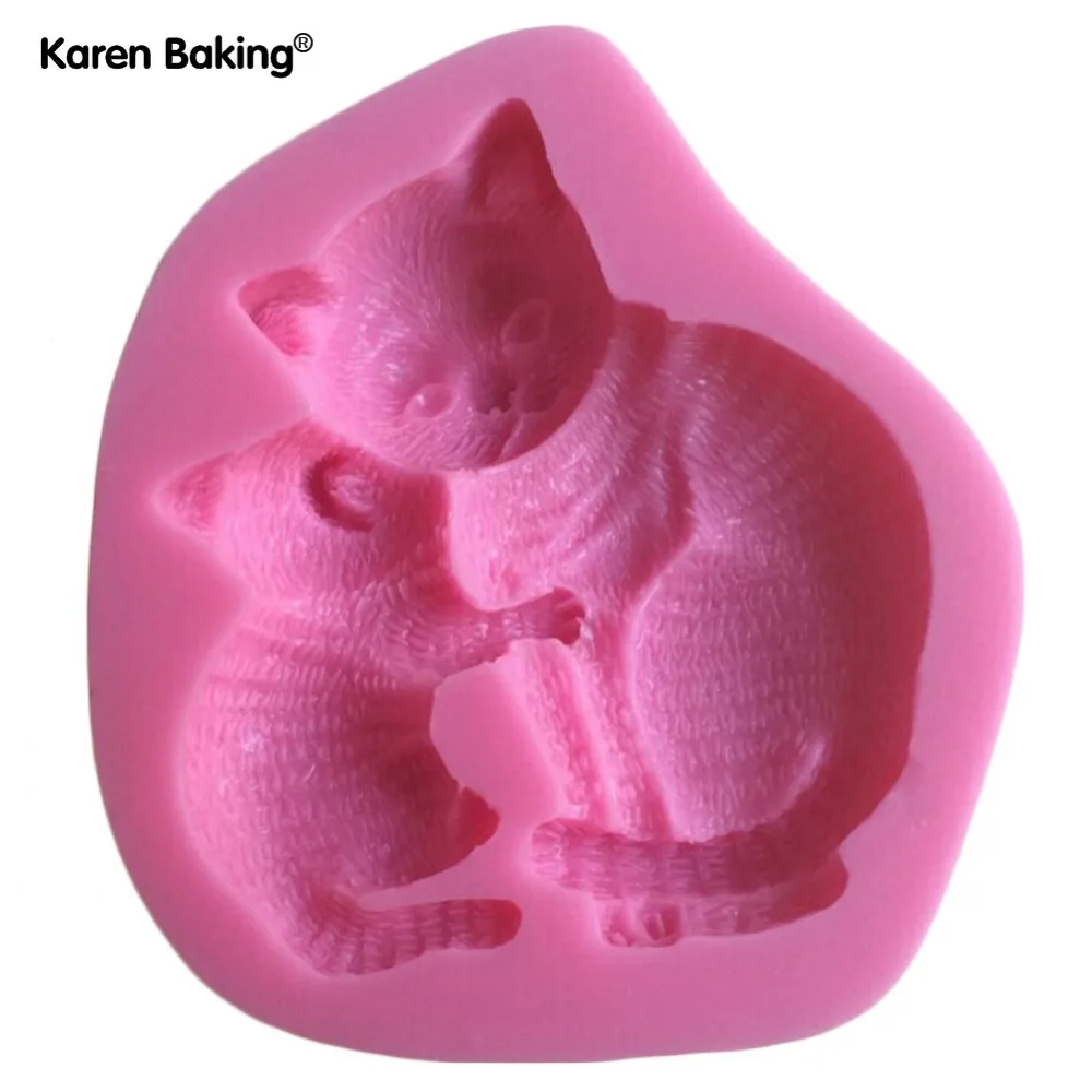 Baby Cat и мать Форма помадка 3D силиконовые формы Мыло свечи сахар Craft Инструменты