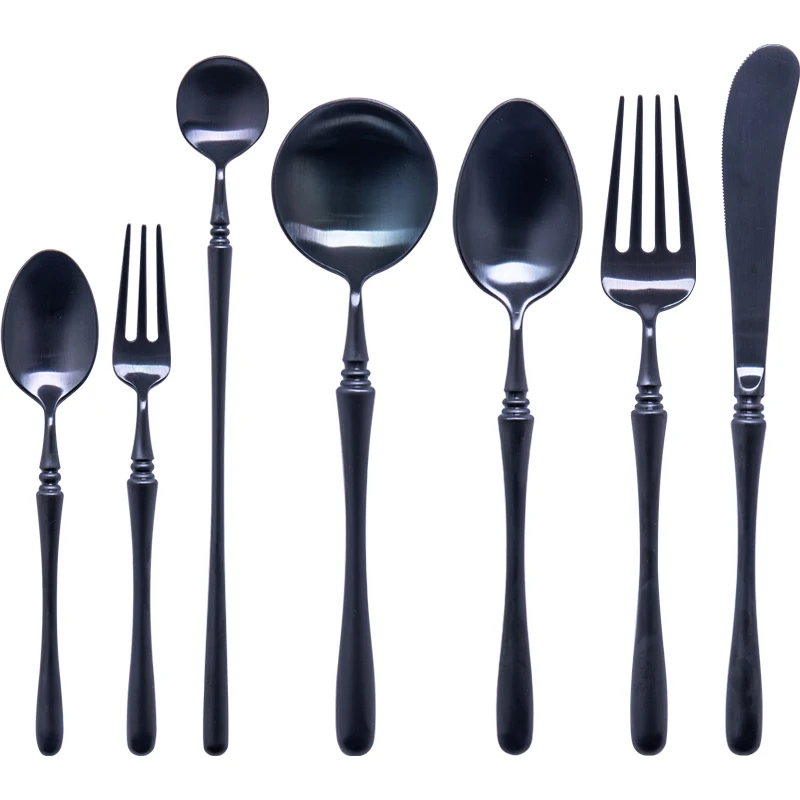 Домашние европейские столовые приборы ложка 3 шт. из нержавеющей стали черного и
