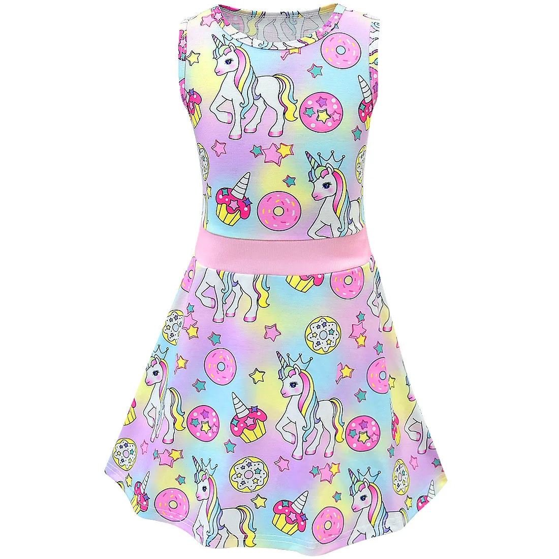 Girls Unicorn Dress Princess Sleeveless Evening Party Dresses for Kids Holiday Birthday Childs Unicorns Nighties Clothes | Детская