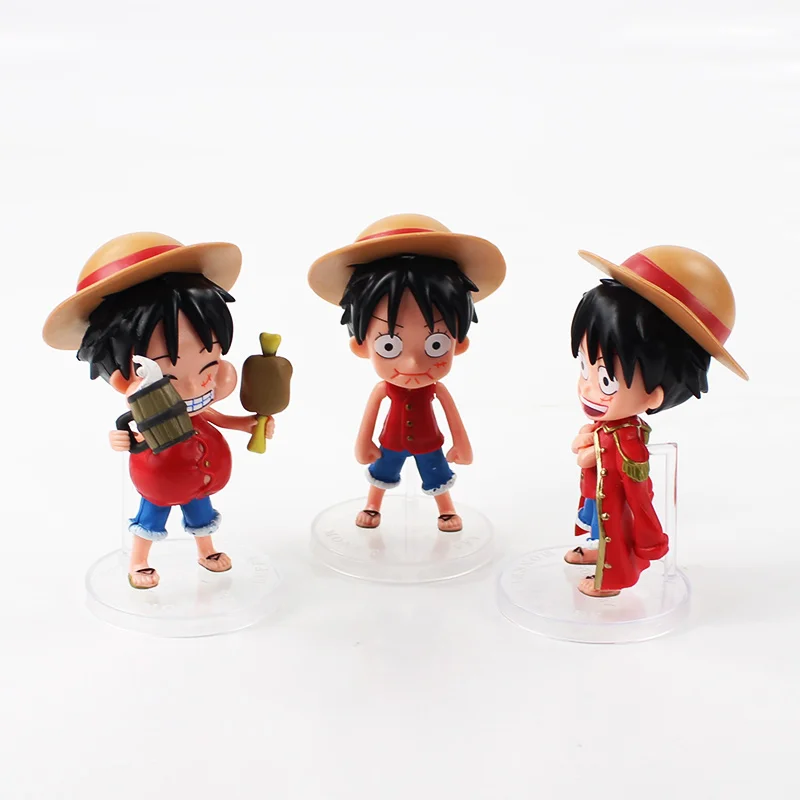 3 шт./лот 10 см Monkey D Luffy New World Q Version мини ПВХ экшн-фигурка Аниме Модель Коллекционная