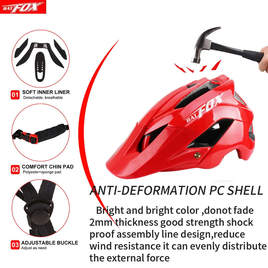 BATFOX велосипедный шлем MTB дорожный велосипед велосипедный шлем красный черный для мужчин и женщин велосипедные шлемы Casco Ciclismo дорожный горный защитный шлем