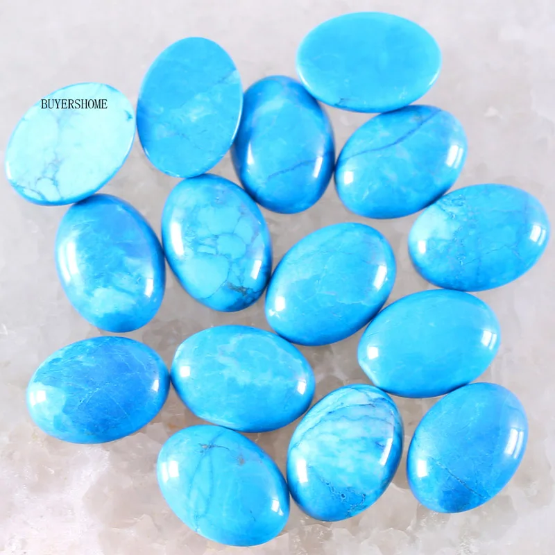 Blue Turquoise 20x15 мм кабошон овальные бусины из натурального камня разноцветные камни для изготовления ювелирных изделий ожерелье кулон браслет серьги 5 шт. K1500 - Цвет: Blue Turquoise
