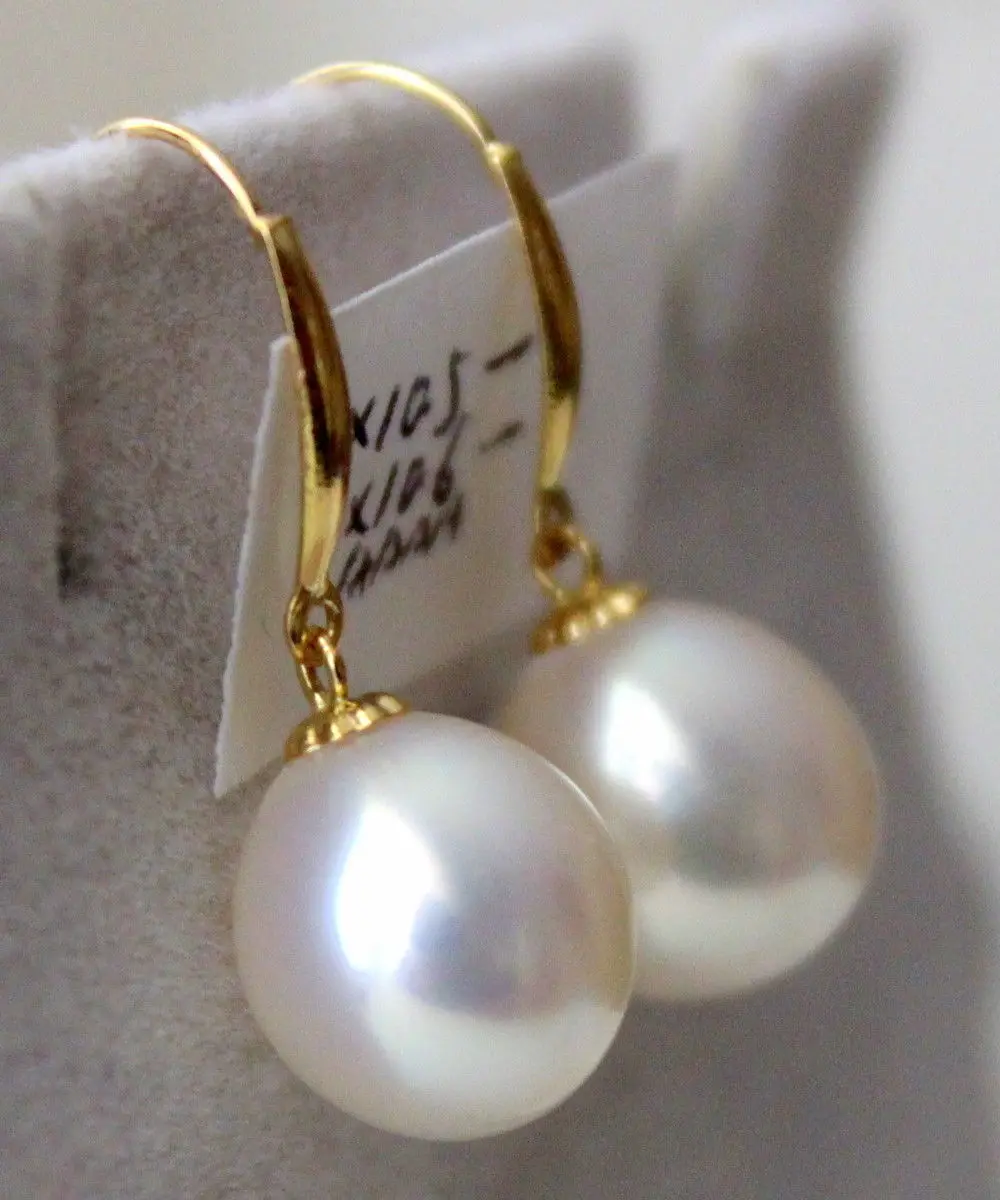

Пара stunninga 12-13 мм натуральный барокко белый жемчуг earring14k