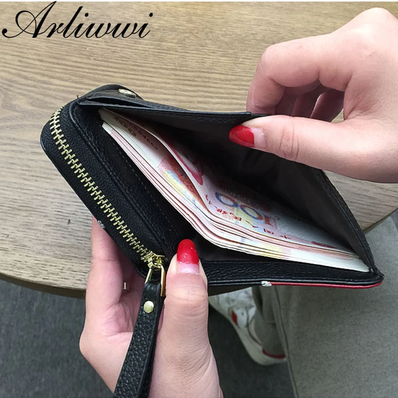 Маленький кошелек Arliwwi из натуральной кожи качественный подходящий Радужный