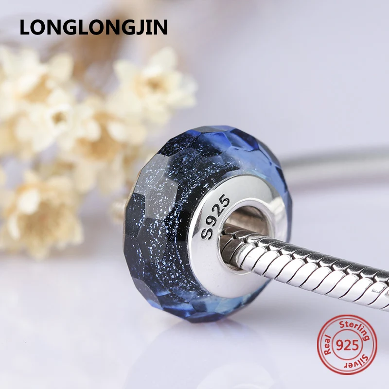 LONGLONGJIN Hot Sale Sterling silver 925 Murano glass beads charms fit original bracelet pendant fine jewelry accessories supply | Украшения