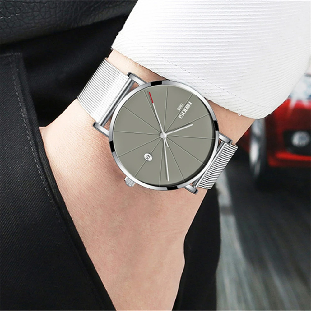 

Relogio Masculino NIBOSI Men Watches Fashion Mesh Watch Men Top Brand Luxury Ultra Thin Waterproof Simple Quartz Male WristWatch