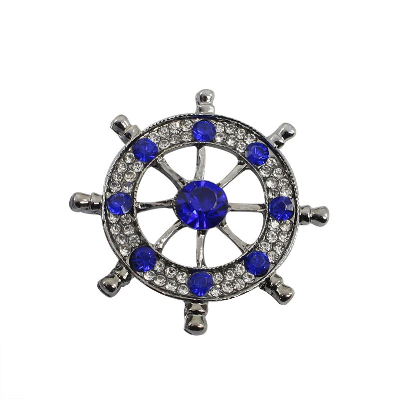 Модные стразы темно синяя брошь корсаж высокое качество Золотой синий руль броши