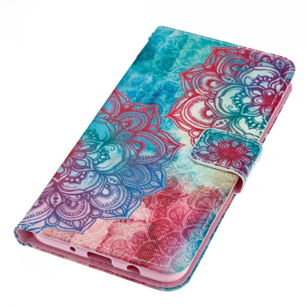 Делюкс Красный цветок кожа флип Стенд держатель кошелек + ремешок кожного