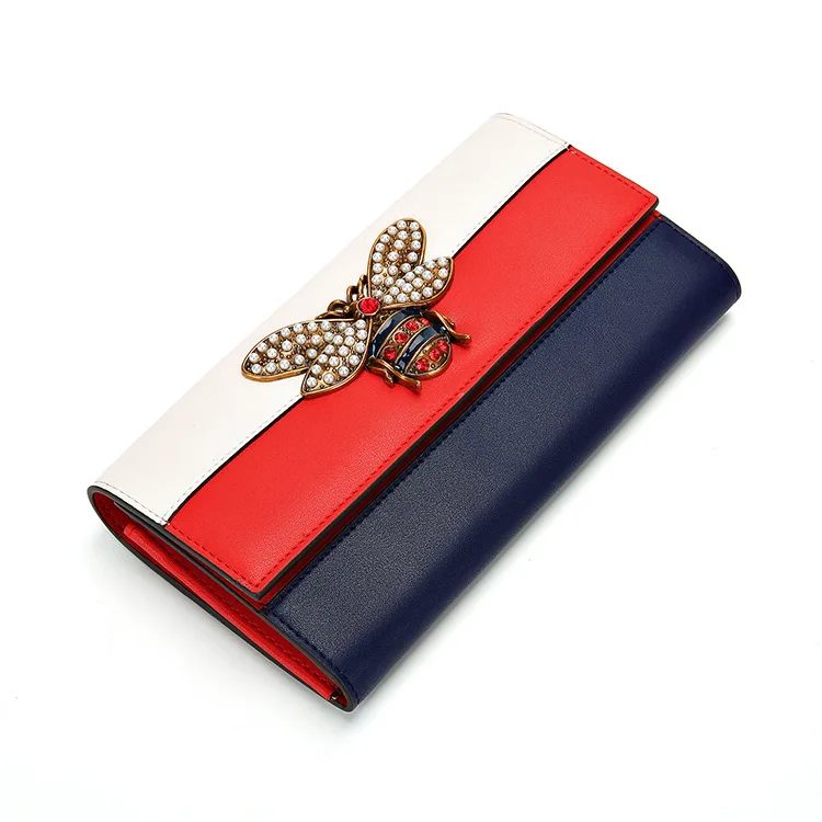 2019 Fashion Ladies Wallets Genuine Leather BEE Purses Women Clutch Patchwork Wallet Card Holder Cell Phone Pocket Pur | Багаж и сумки