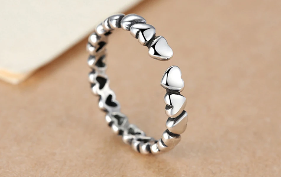 ORSA JEWELS подлинное 925 пробы Серебряное кольцо в форме сердца Регулируемый размер для женщин кольца Свадебные и обручальные ювелирные изделия PSR56
