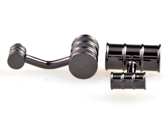 SUNNYLINK мужские Запонки серебристые черные цилиндрические запонки для рубашки