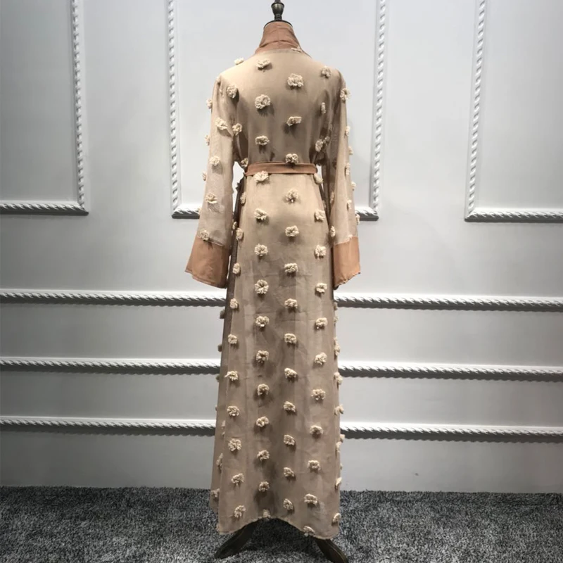 Женское платье кардиган с цветочным принтом кафтан абайя Дубай мусульманское