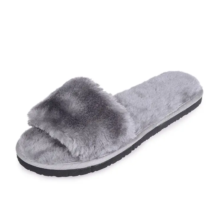Дамские тапочки zapatos mujer женские слипоны ползунки пушистого искусственного меха