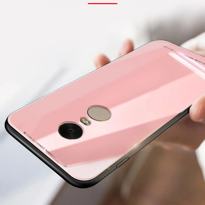 Жесткий чехол для Xiaomi Redmi Note 5/5A/5 Pro/Redmi 4 4X Стекло 9 H задняя крышка черный красный