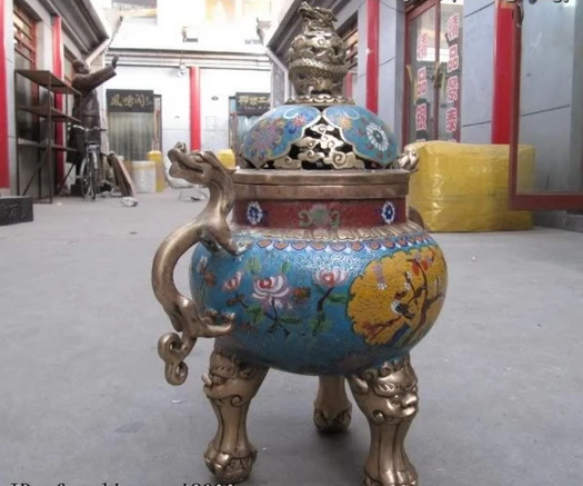 bir 003867 Regius Palace 100% Pure Bronze Statue cloisonne Dragon Buddhism incense burner Censer | Дом и сад