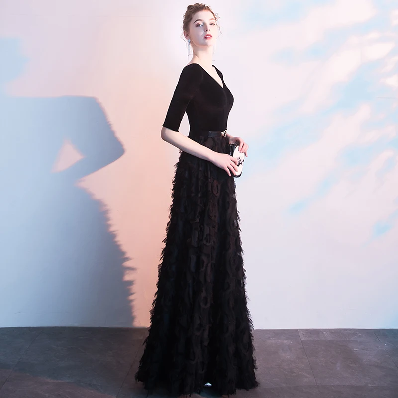 Вечернее платье с рукавом до локтя элегантное вечернее трапециевидной формы в