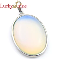 new arrive fashion jewelry classic simple design silver plated huge oval white moonstone crystal pendants 2535mm