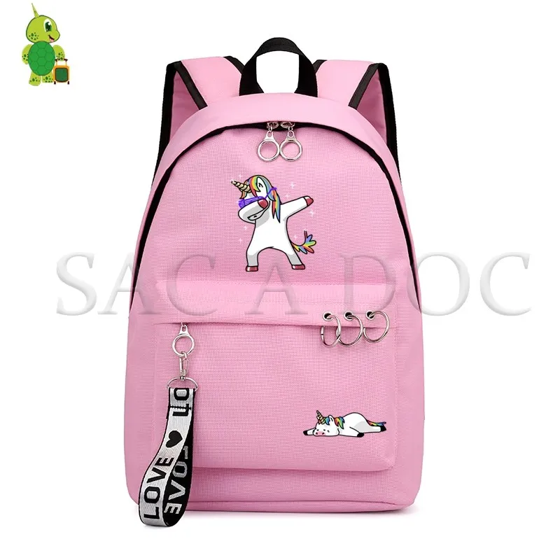5 Веселый рюкзак с единорогом, Мультяшные школьные сумки для девочек, студенческий рюкзак для ноутбука, повседневный рюкзак, дорожные сумки - Цвет: 5
