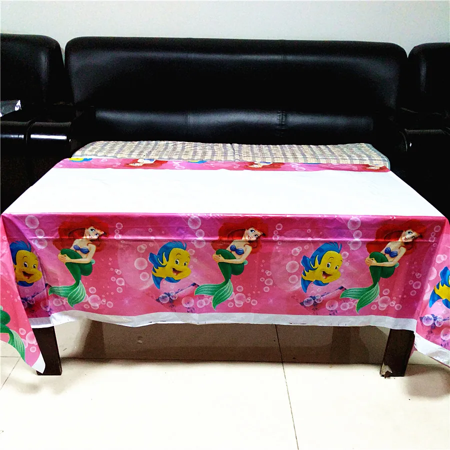 108cm*180cm Mermaid Party Supplies Table cloth For Kids Girls Cover Ariel Theme Birthday Festival Decoration Tablecover | Дом и сад