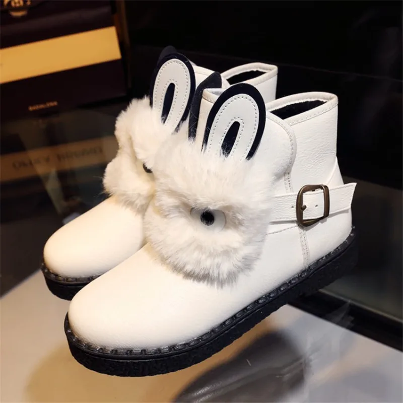 Женские Водонепроницаемые ботильоны из кроличьего меха на платформе|fur snow boots