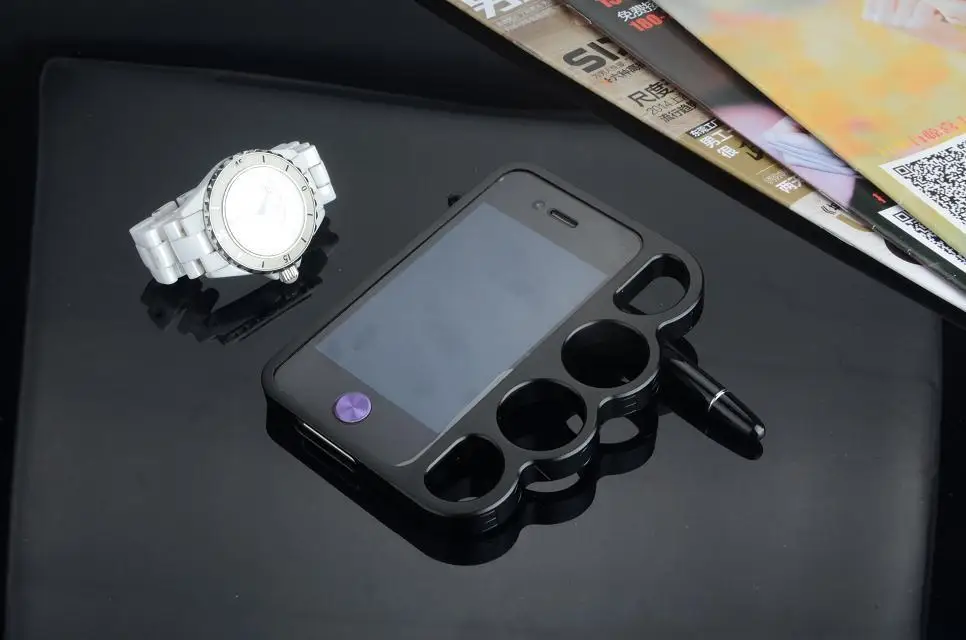 black Алюминиевый сплав бампер для IPhone 7 7 plus Мода Господь Кольца Knuckles Finger Телефон кадров чехол 4,7/5,5 дюймов - Цвет: black