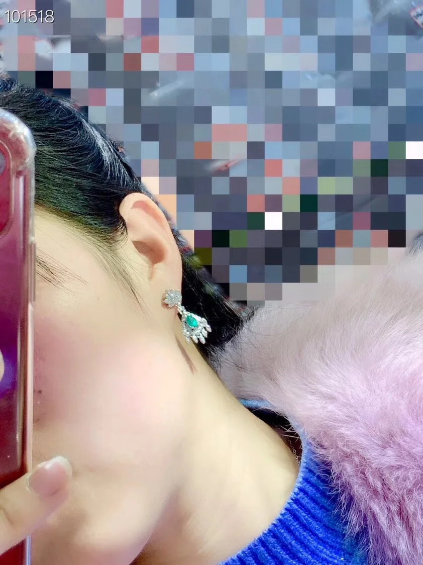 Новинка зелёный Изумрудный камень серьги для красоты хорошее ювелирное изделие