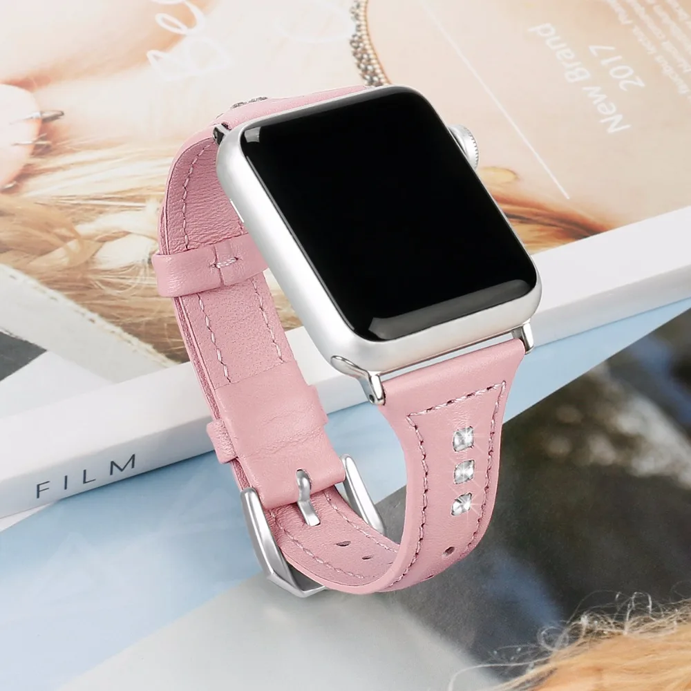 Чехол для Apple Watch тонкий ремешок из натуральной кожи с застежкой нержавеющей