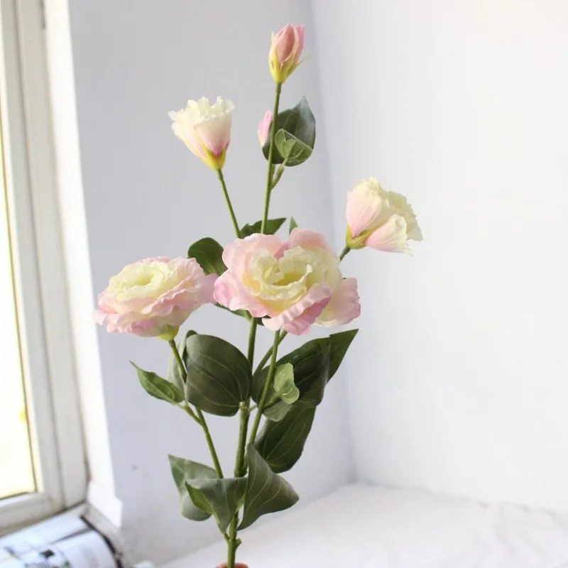 02 6 голов/Букет Eustoma искусственные шелковые цветы для дома окно аксессуар для балконов украшения поддельные Флорес фотографии фоны - Цвет: 02