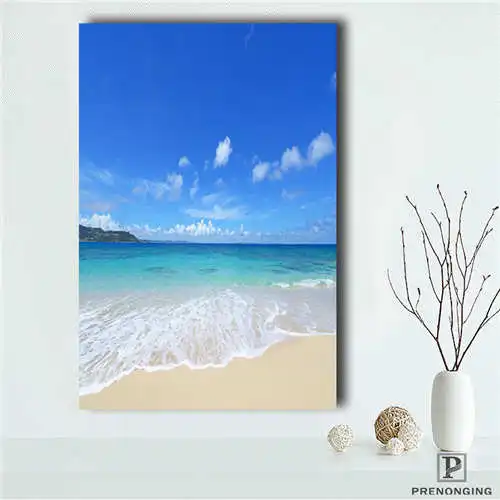 Пользовательские море и Белый пляж (1) @ Печатный постер ткань стены