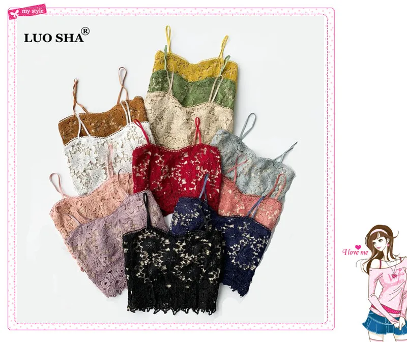 LUOSHA женские 2019 новые сексуальные открытые кружевные цветочные Camis обрезанный