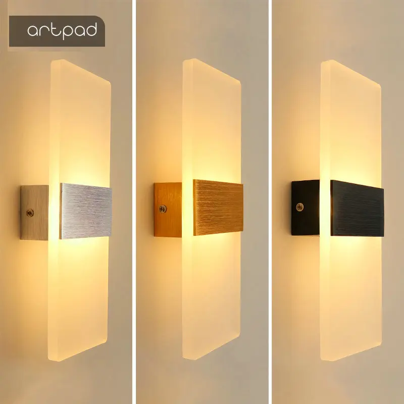Artpad Modern 6W 10W Led Aluminium Wall Light Art Indoor 110V 220V lights Hallway Bedside Balcony Stairway Corridor Lamps | Лампы и