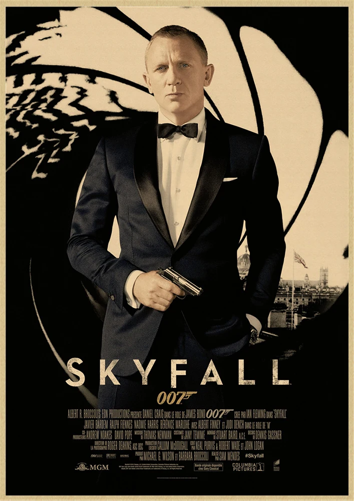 007 Джеймс Бонд агенте Коннери Майкл Крейг классический экшн-фильм крафт-бумага Бар плакат ретро плакат декоративной живописи - Цвет: Цвет: желтый