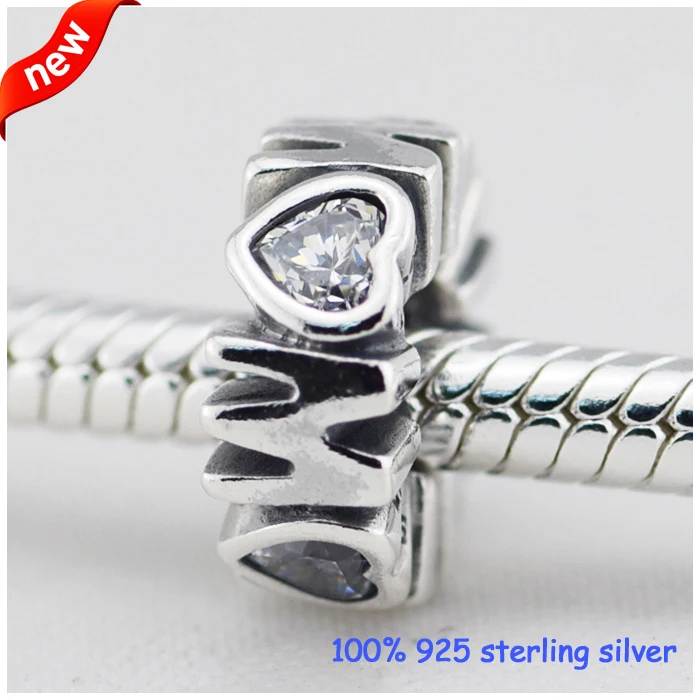 Подходит для браслетов Pandora Mum Spacer серебряные бусы с фианитом Летний стиль 925