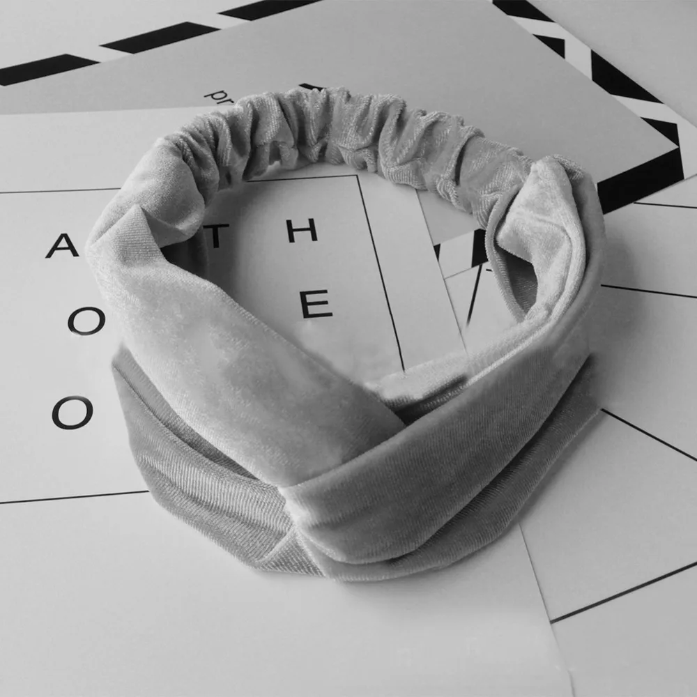 Модная бархатная перекрещивающаяся резинка для волос тюрбан эластичная широкая