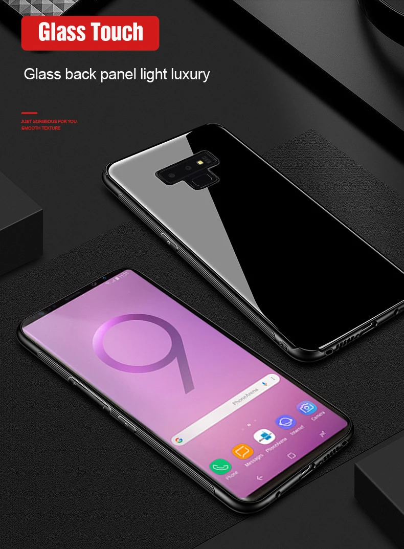 Чехол из закаленного стекла для samsung S 8, 9 Plus, note 9, задняя крышка, Жесткий Чехол-бампер для samsung Galaxy S8, S9 Plus, NOTE 8, мягкий чехол из ТПУ